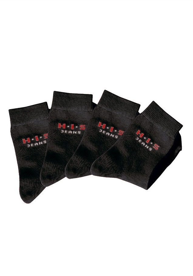 Basicsocken H.I.S, Kinder, Gr. 27-30, schwarz, Baumwolle, Elasthan (LYCRA), Polyamid, unifarben, elastisch, Socken, mit kontrasfarbenem Logo Image