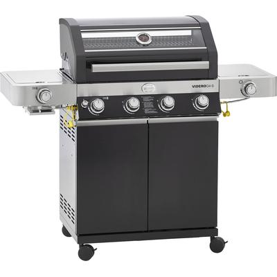 Gasgrill RÖSLE "BBQ-Station VIDERO, 25524", schwarz, B:138cm H:117,5cm T:57cm, Grills, G4-S Schwarz, 4 Brenner, extra Primezone und Seitenbrenner, VARIO+