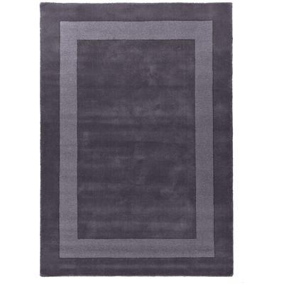 Wollteppich THEKO "USEDOM 8301", grau (dunkelgrau), B:80cm H:11mm L:150cm, Wolle, Teppiche, Uni Farben, reine Wolle, handgetuftet, mit Bordüre Image