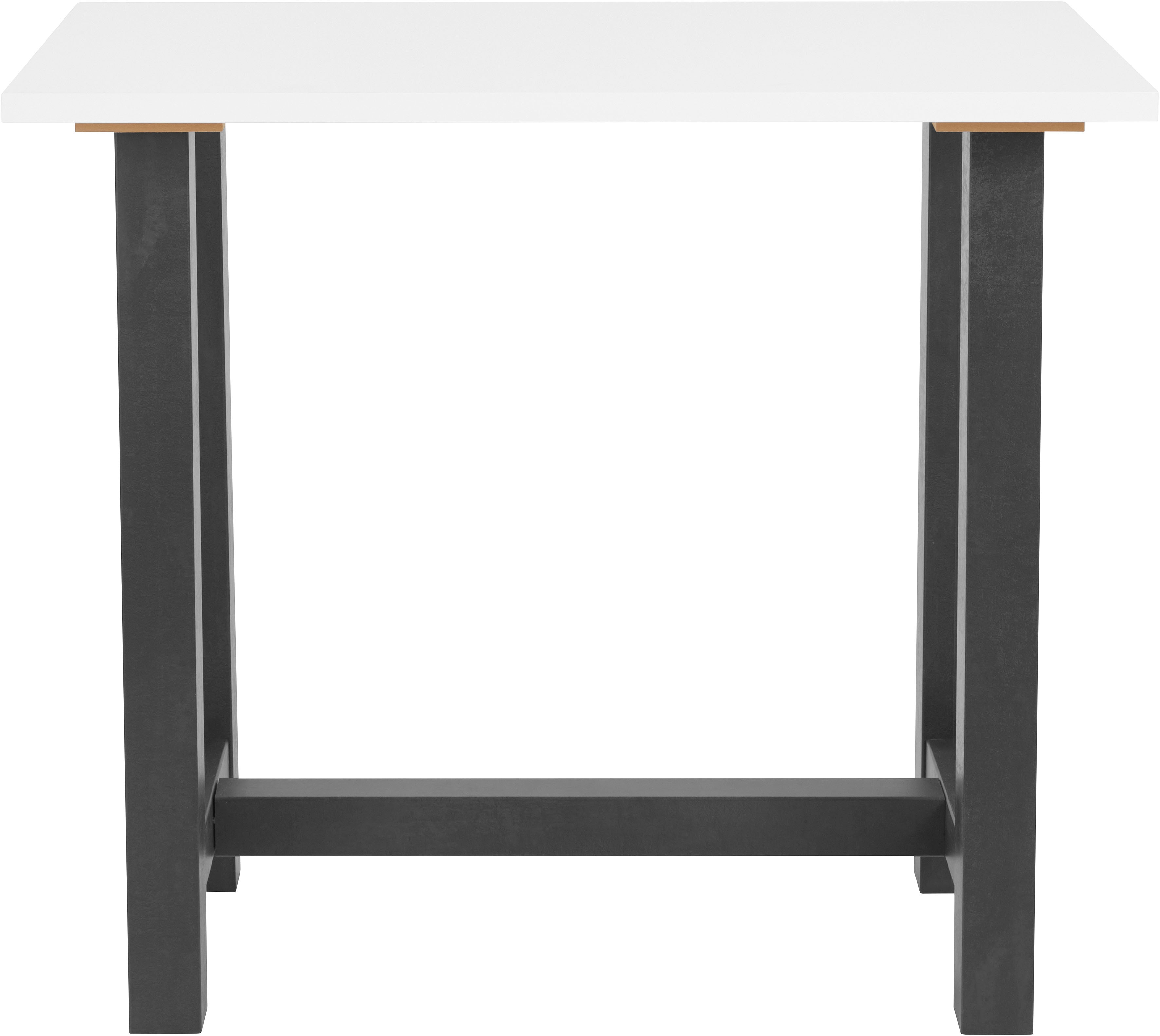 Bartisch MÄUSBACHER, weiß (schwarzstahl, weiß matt lack, schwarzstahl), B:140cm H:105cm T:70cm, Tische, Bartisch, Gestell in U-Form (Breite 120, 140 oder 160 cm)