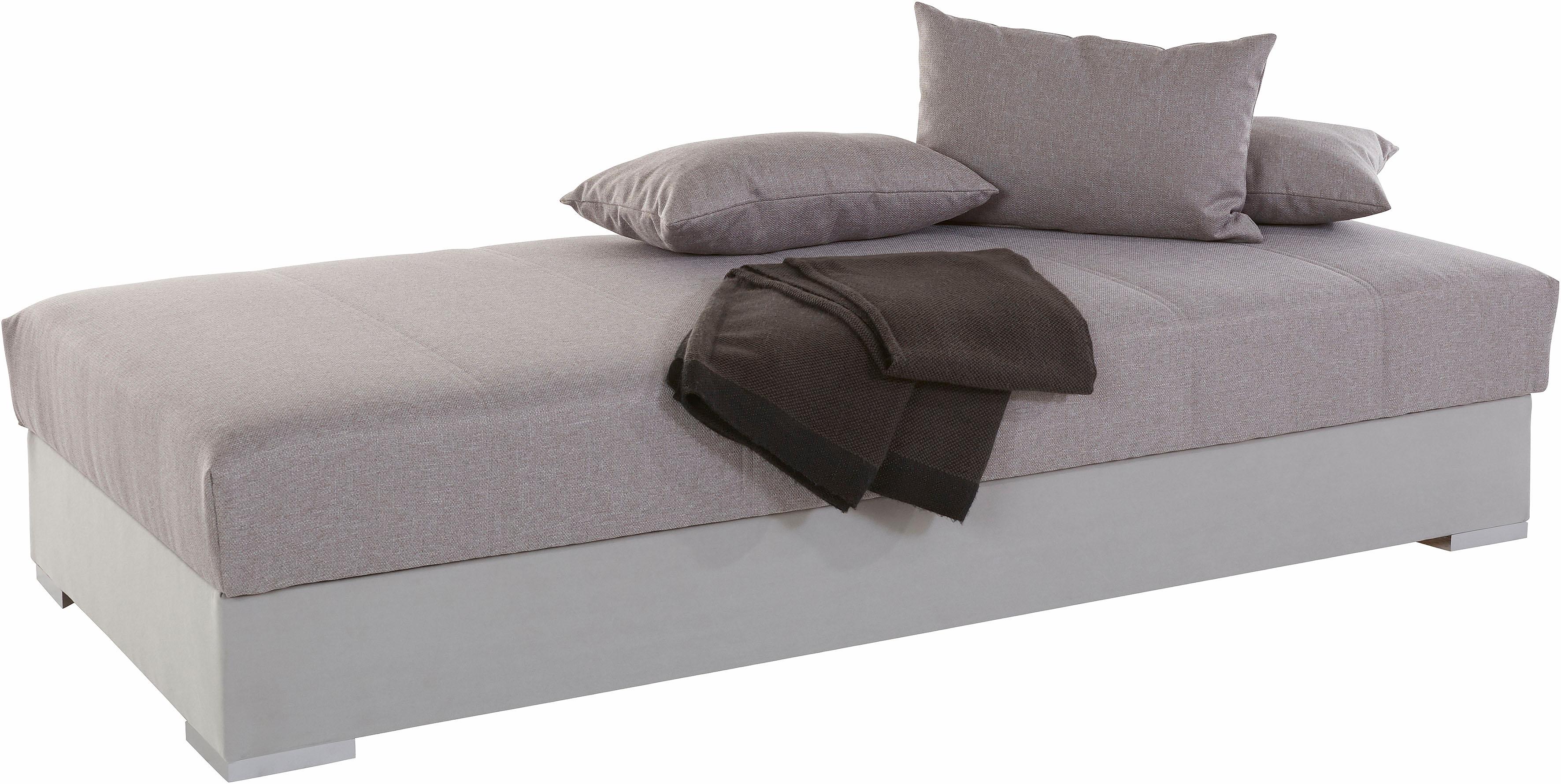 Polsterliege HAPO, grau (grau strukturstoff, hellgrau microvelours), Liegefläche B/L: 80cm x 200cm, H3, Bonnell-Federkernmatratze, Komplettbetten, mit Bettkasten