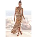 Maxikleid LASCANA, Damen, Gr. 40, N-Gr, braun (braun, bedruckt), Jersey, Obermaterial: 100% Viskose, bedruckt, ethno, modisch, figurumspielend, amerikanischer Ausschnitt, ohne Ärmel, Kleider, mit modischem Ausschnitt im Ethnoprint, Sommerkleid,...