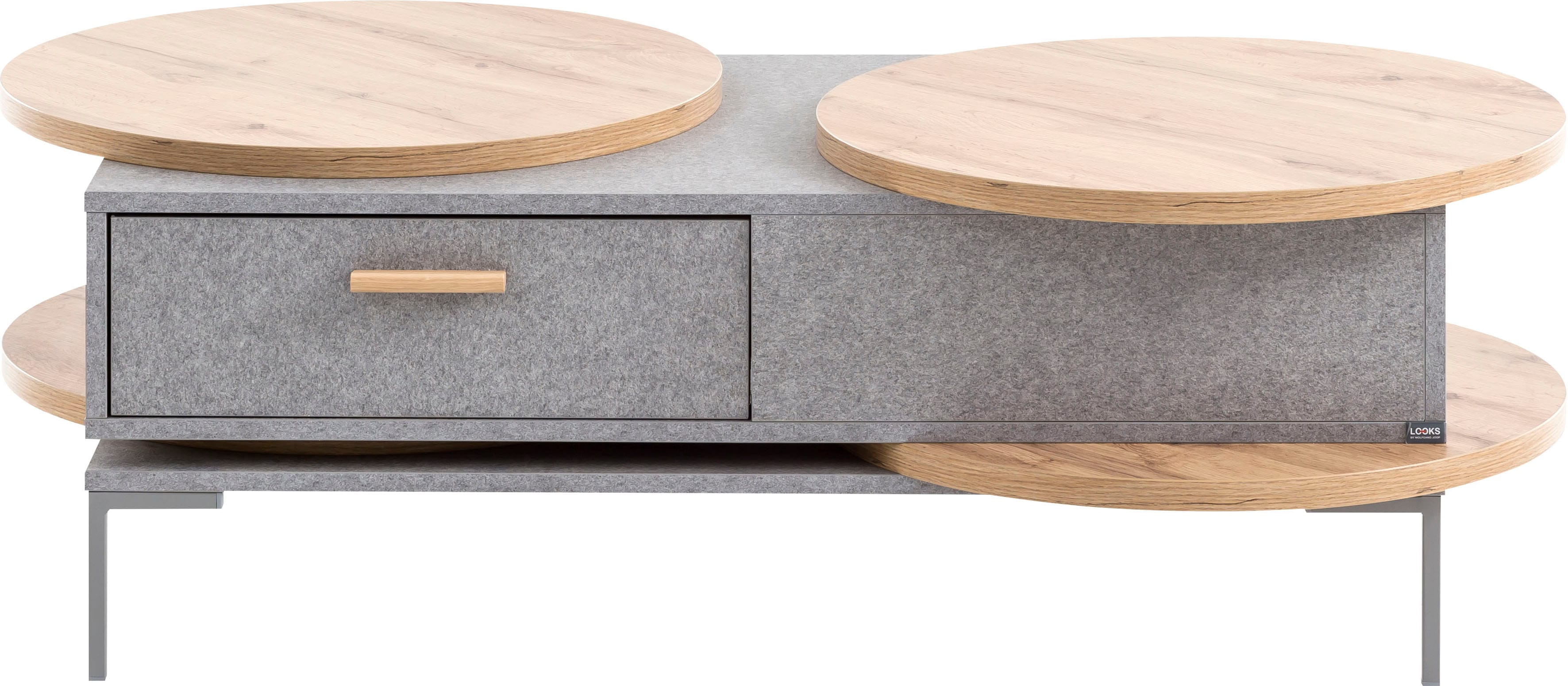 Couchtisch "Looks", grau (eiche landhausfarben, feel grau, eiche landhausfarben, eiche landhausfarben), B:130cm H:41,1cm T:66,5cm, LOOKS BY WOLFGANG JOOP, Tische, Breite 130 cm