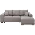 Ecksofa HOME AFFAIRE "Viborg L-Form", grau, B:234cm H:91cm T:162cm, Struktur (100% Polyester), Struktur fein ( 100% Polyester), Filzoptik (100% Polyester), Sofas, mit Regal in der Armlehne, wahlweise mit Bettfunktion