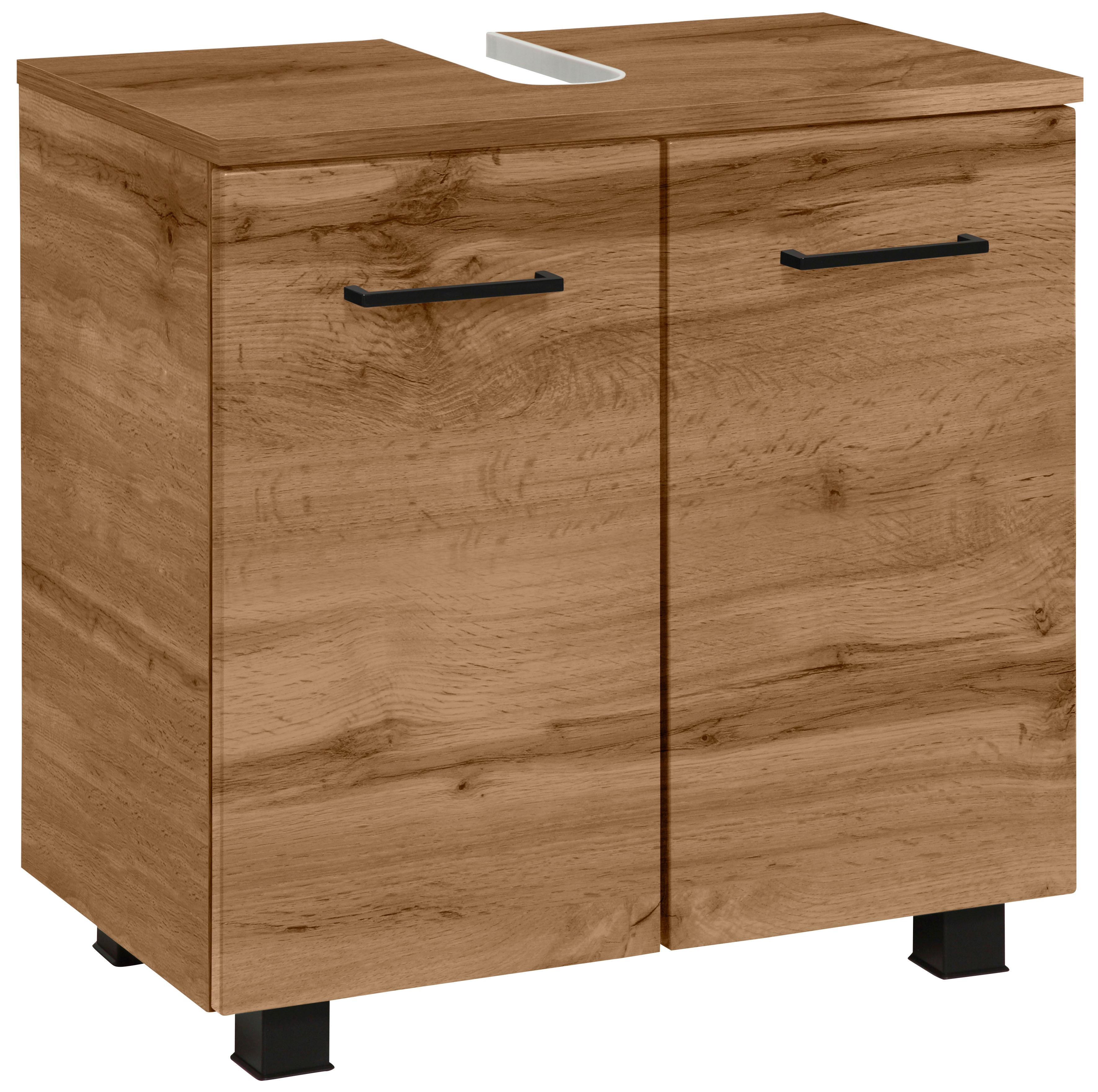 Waschbeckenunterschrank WELLTIME "Trento, verschiedene Ausführungen und Farben", braun (wotaneiche), B:60cm H:54cm T:35cm, Holzwerkstoff, MDF, Schränke, Badmöbel, Breite 60cm, Badezimmerschrank Beckenunterschrank WBU