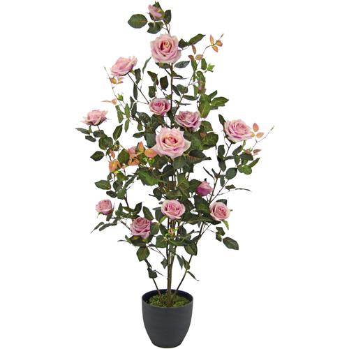 "Kunstbaum I.GE.A. ""Rosenbusch im Topf"" Kunstpflanzen Gr. B/H/L: 45 cm x 115 cm x 45 cm, 1 St., rosa Kunst-Bäume"