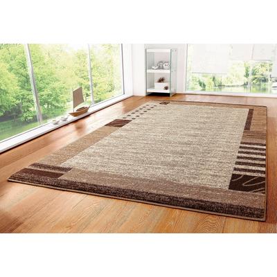 Teppich MY HOME "Jonas" Gr. 5, braun, B:200cm H:8mm L:200cm, Kunstfaser, Teppiche, flacher Teppich, Kurzflor, Weich, Pflegeleicht, Elegant, Bordüre Image