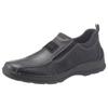 Slip-On Sneaker RIEKER, Herren, Gr. 43, schwarz, Leder, Textil, unifarben, sportlich, Schuhe, Slipper, Schlupfschuh, Halbschuh, Freizeitschuh mit Stretcheinsätze