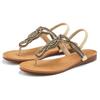 Zehentrenner LASCANA, Damen, Gr. 39, beige, Obermaterial: 100% Textilmaterial. Futter: 100% Lederimitat. Decksohle: 100% Lederimitat. Laufsohle: 100% Synthetik, Glitzer, bestickt, modisch, Schuhe Sommerschuh Zehenstegsandale, Sandale, Pantolette mit...