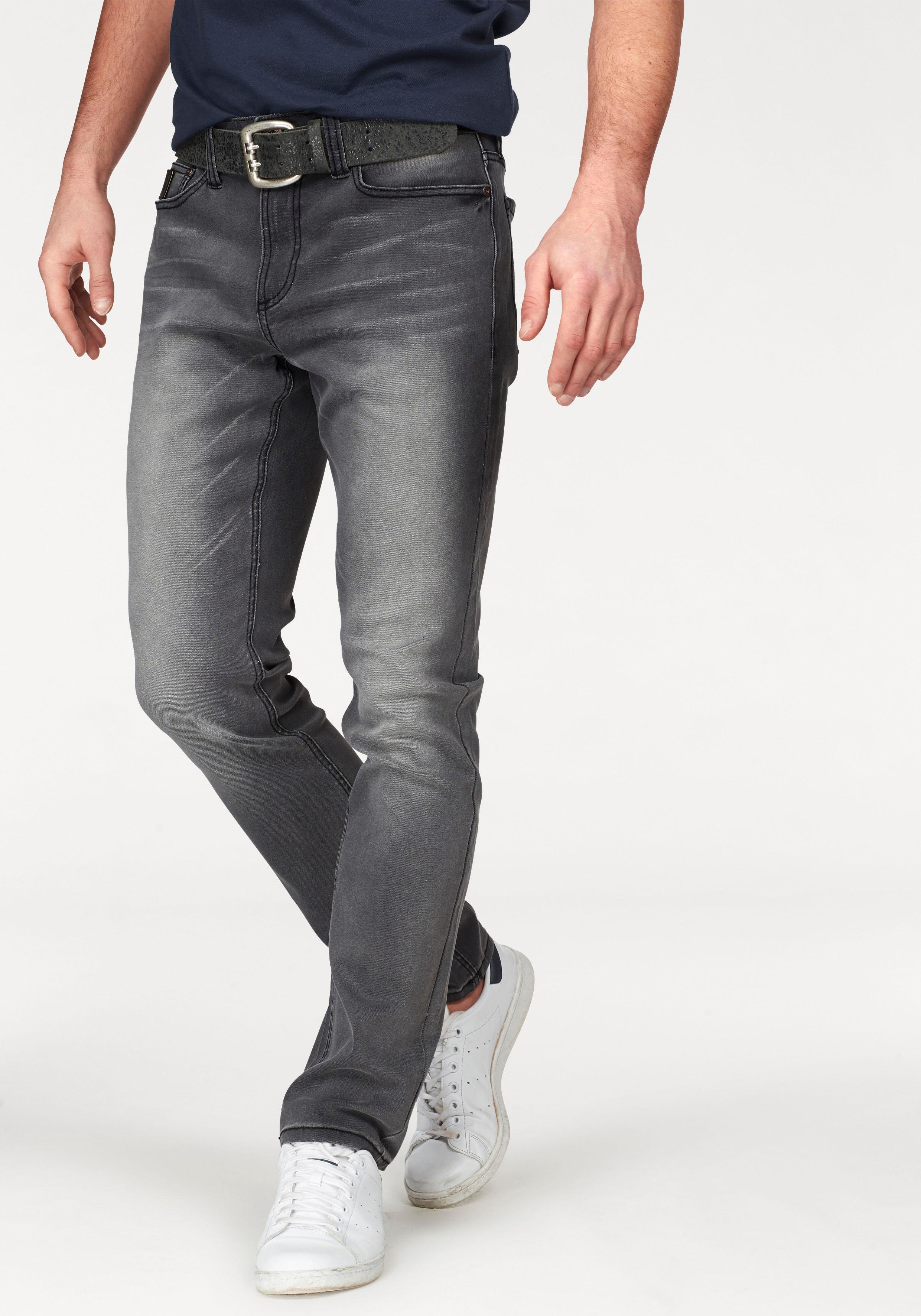 Straight-Jeans BRUNO BANANI "Hutch", Herren, Gr. 34, Länge 30, grau (grau wash), Denim/Jeans, Obermaterial: 98% Baumwolle, 2% Elasthan, unifarben, normal lang, Jeans Straight-Jeans, gerade geschnittenes Bein, niedrige Leibhöhe, reguläre Passform