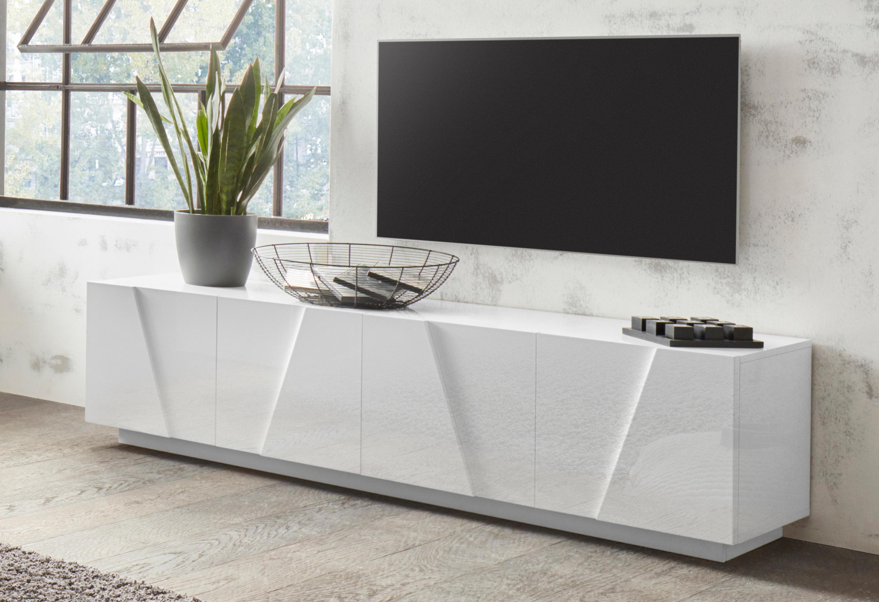 Lowboard INOSIGN "PING", weiß (weiß hg lack), B:162,5cm H:43cm, Sideboards, Breite 162,4 cm