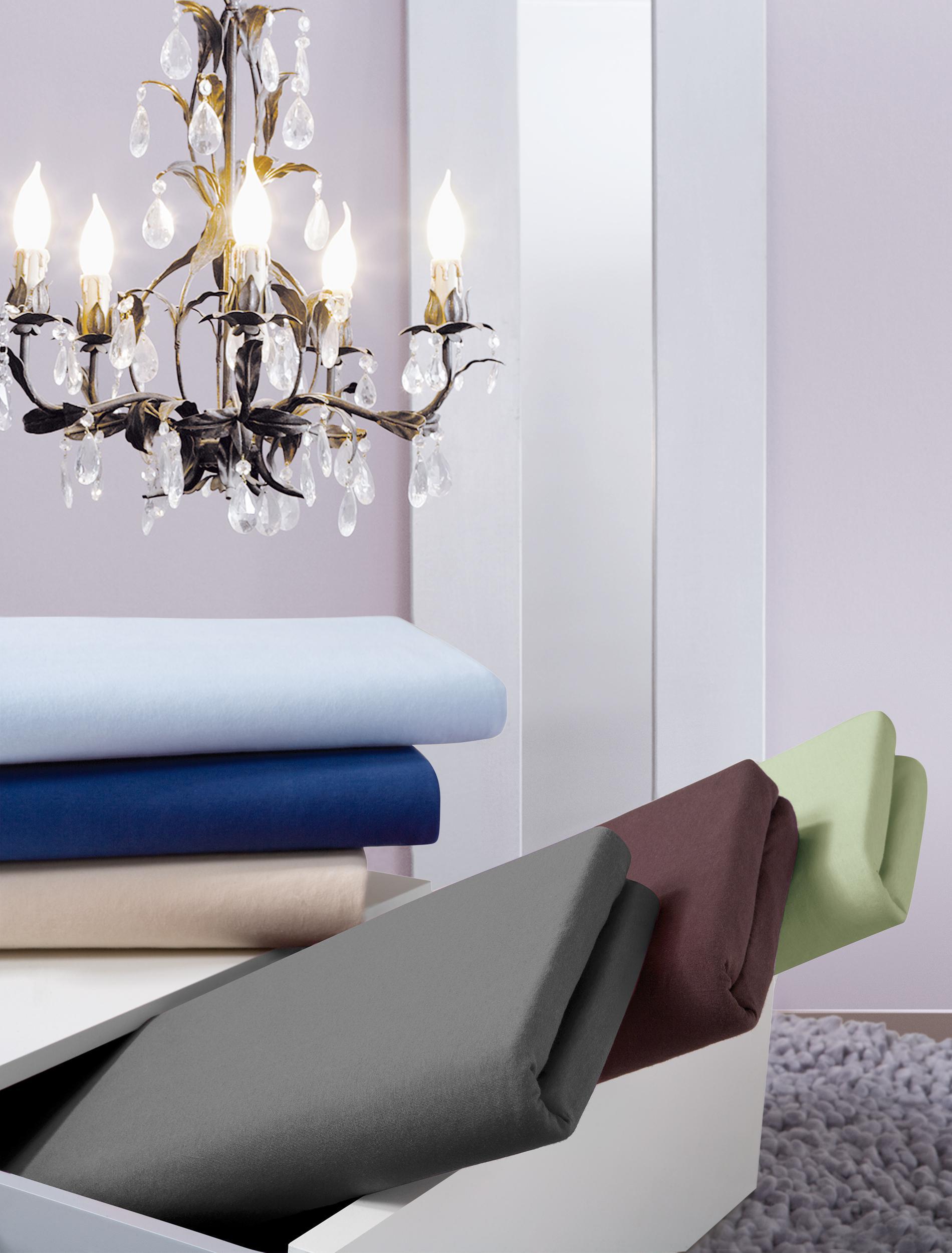 Spannbettlaken IRISETTE "Royal 3", braun (schoko), B:150cm L:200cm, Jersey, Obermaterial: 97% Baumwolle, 3% Elasthan, Bettlaken Image