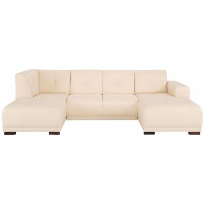 Wohnlandschaft HOME AFFAIRE "Langeland U-Form", beige, B:297cm H:85cm T:163cm, Filzoptik (100% Polyester), Struktur (100% Polyester), Webstoff (100% Polyester), Sofas, incl. 2 Zierkissen, Recamiere wahlweise links oder rechts Image