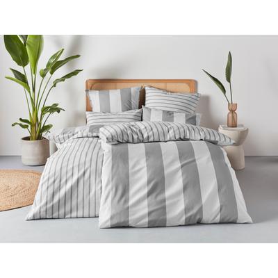 Bettwäsche HOME AFFAIRE "Sari", grau, B/L: 135cm x 200cm, , Flanell, B/L: 80cm x 80cm, Flanell, Obermaterial: 100% Baumwolle, Bettwäsche, in verschiedenen Qualitäten, maritime Bettwäsche mit Streifen Image