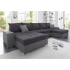 Wohnlandschaft COLLECTION AB "XXL-Josy U-Form, Breite 333 cm, mit 2 Recamieren 77 & 97 cm", grau (grau, anthrazit), B:333cm H:84cm T:161cm, Kunstleder SOFTLUX/100% Polyester, Sofas, inkl. Bettfunktion, Bettkasten, mit 5 gleich großen Rückenkissen