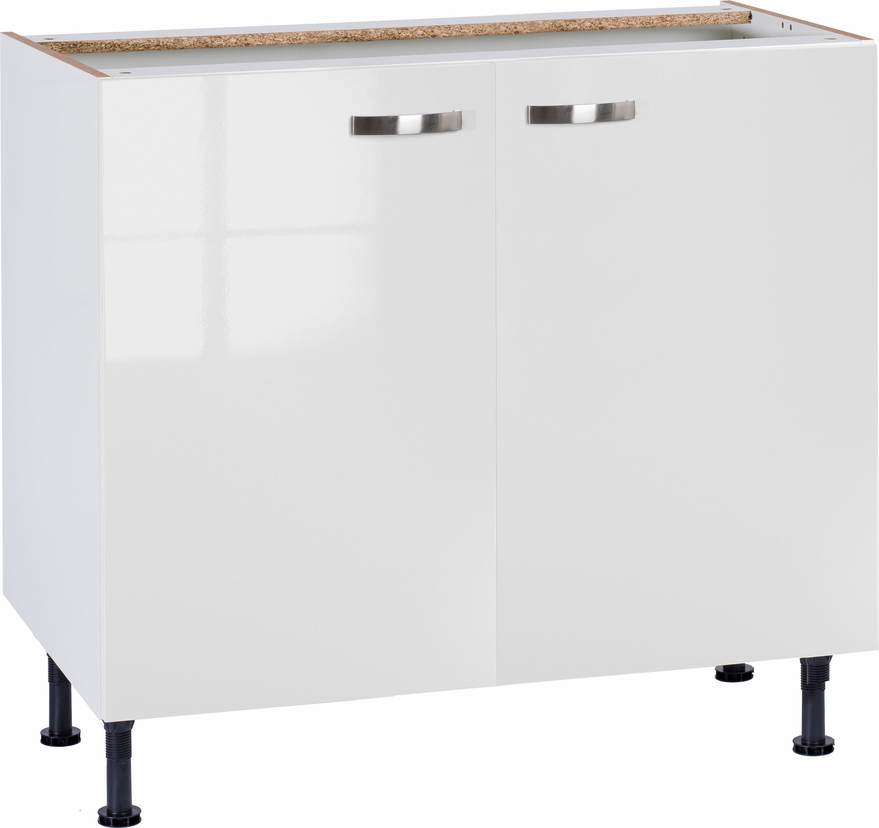 Unterschrank KOCHSTATION "KS-Cara", weiß (weiß glanz, weiß), B:90cm H:87cm T:58,4cm, Schränke, Unterschrank, Breite 90 cm