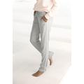 Homewearhose BENCH. LOUNGEWEAR, Damen, Gr. 40/42, N-Gr, grau (hellgrau), Interlock, Obermaterial: 90% Baumwolle, 10% Polyester, unifarben, Glitzerstreifen, meliert, Basic, Basic lang, Hosen, mit Metallic-Streifen, Loungewear, Loungeanzug