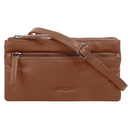 Abendtasche WOUWOU Gr. B/H/T: 21 cm x 12 cm x 3 cm onesize, braun (cognac) Damen Taschen echt Leder