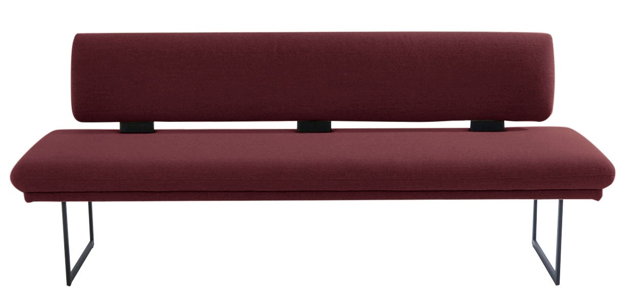 Polsterbank K+W KOMFORT & WOHNEN "Longbeach", rot (bordeaux), B:224cm H:89cm T:71cm, Sitzbänke, mit Metallkufen in schwarz Struktur, in der Breite 204cm oder 224cm Image