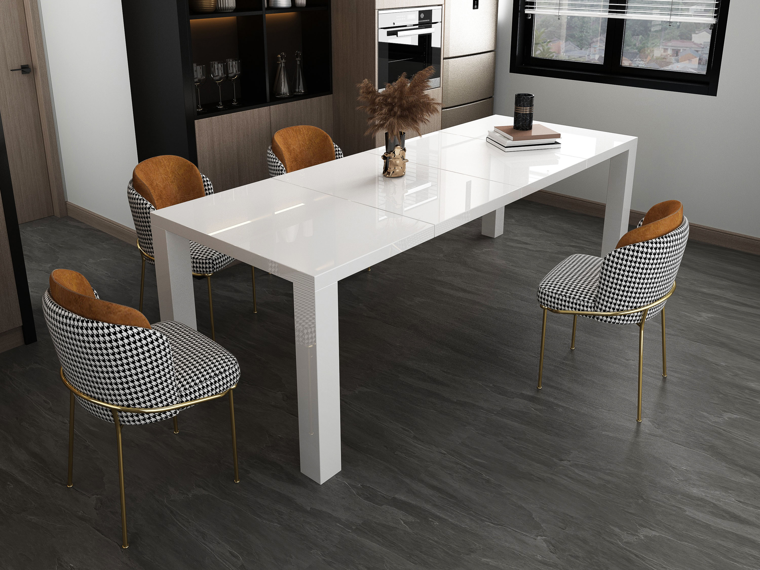 Esstisch SALESFEVER "Stilvoller Tisch", weiß (weiß, weiß, weiß), B:120cm H:76cm T:80cm, Tische, Rechteckiger Esstisch Esstisch, hochglanz lackiert, ausziehbar