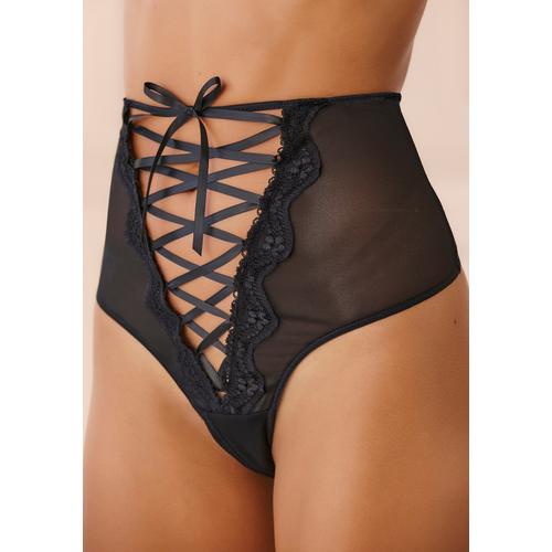 High-Waist-String PETITE FLEUR GOLD Gr. 40/42, schwarz Damen Unterhosen Petite Fleur mit Ouvert-Öffnung