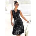 Jerseykleid VIVANCE, Damen, Gr. 40, N-Gr, schwarz-weiß (schwarz, weiß, bedruckt), Jersey, Obermaterial: 100% Viskose, gepunktet, modisch, figurumspielend kniefrei, V-Ausschnitt, ohne Ärmel, Kleider, mit Punktedruck und V-Ausschnitt, elegantes...