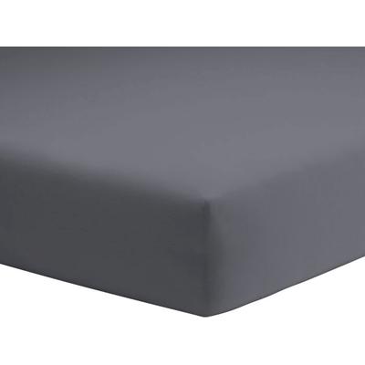 Spannbettlaken SCHLAFGUT "Mako-Jersey aus 100% Baumwolle, Bettlaken", grau (grafit), B:90-100cm L:190-200cm, Mako-Jersey, Obermaterial: 100% Baumwolle, Laken, für Matratzen bis 20 cm Höhe, in 90x200, 140x200 oder 180x200 cm Image