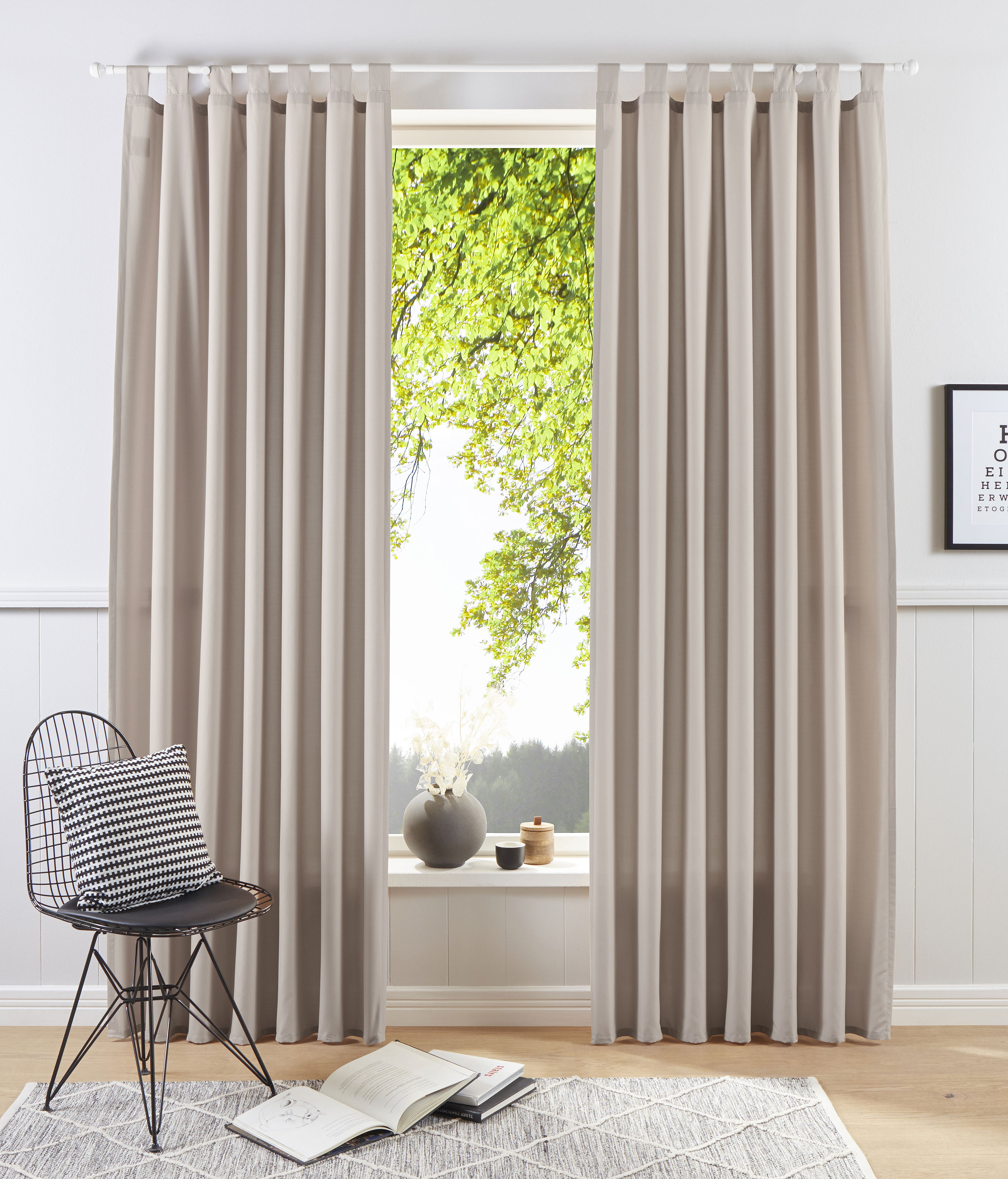 Vorhang OTTO HOME "Raja" Gr. 5, beige (sand), B:140cm H:265cm, Polyester, Recyceltes Material, Gardinen, 2er-Set, Bestseller, einfarbig, modern, pflegeleichte Mikrofaser