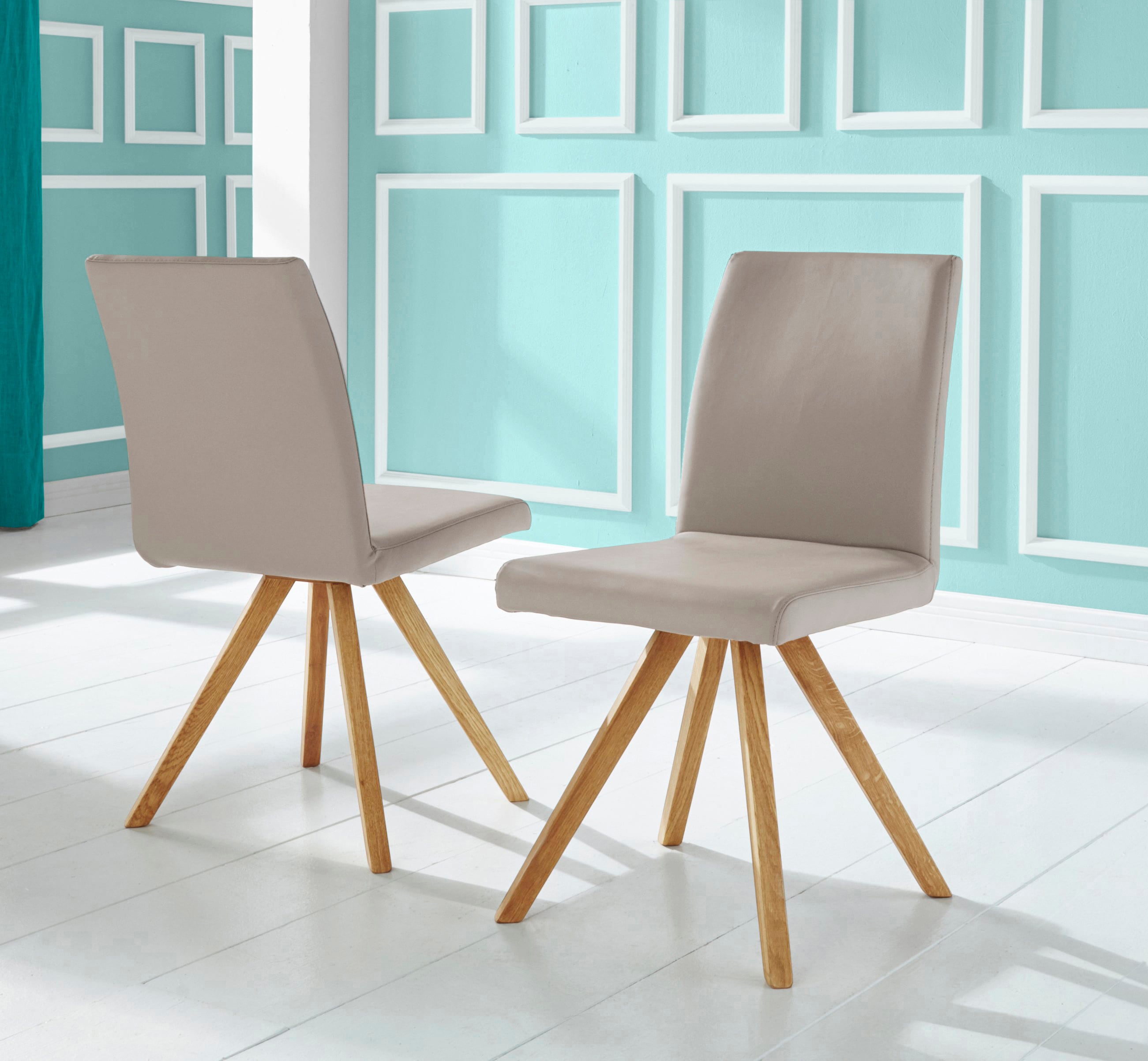 Schalenstuhl HOME AFFAIRE "Rio", grau (taupe, eiche natur geölt), B:46cm H:91cm T:63cm, Stühle, Bezug in Kunstleder oder Strukturstoff und das Gestell ist Eiche geölt