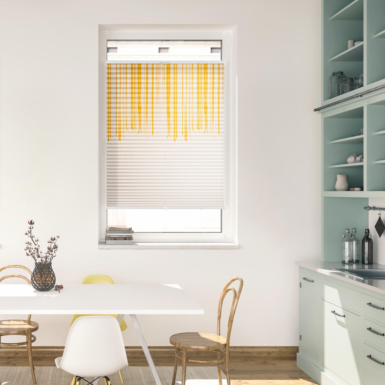Plissee LICHTBLICK ORIGINAL "Plissee Klemmfix, ohne Bohren, blickdicht, Flowing Honey - Gelb", gelb (gelb, weiß, weiß), B:100cm H:130cm, Obermaterial: 100% Polyester, Plissees