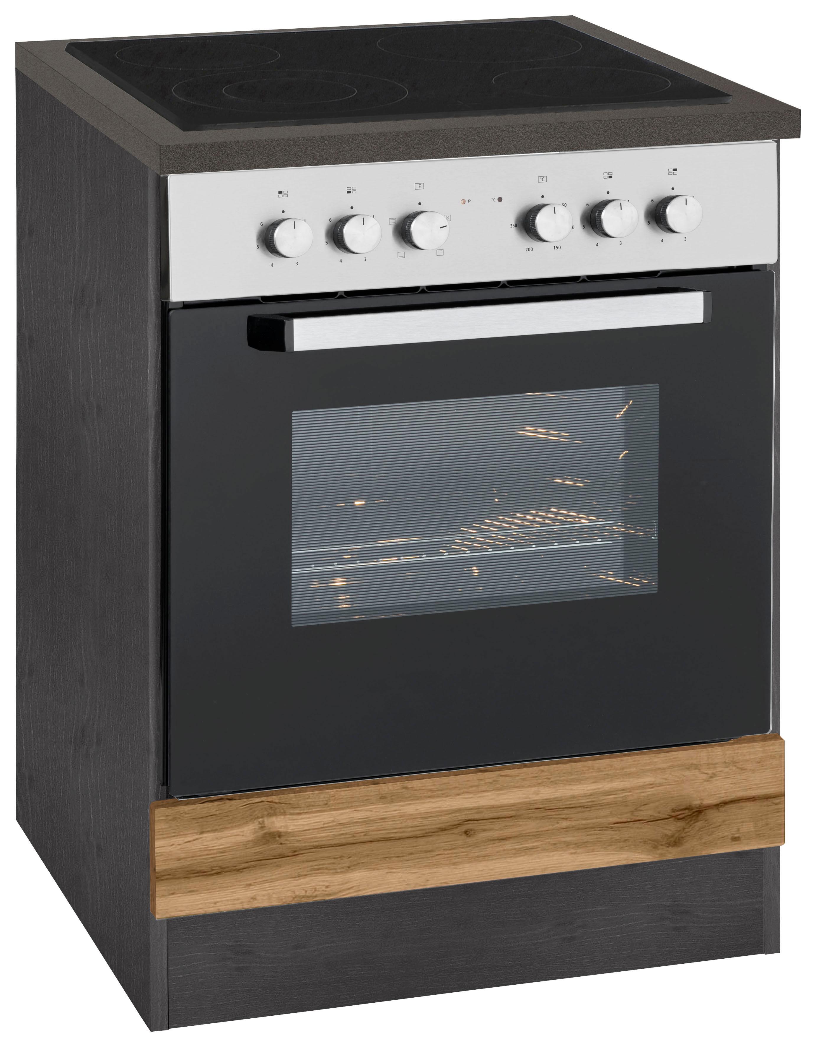 Herdumbauschrank KOCHSTATION "KS-Tulsa", braun (wotaneiche), B:60cm H:85cm T:60cm, Schränke, Herdumbauschrank, 60 cm breit, für Einbau-Herdset Image