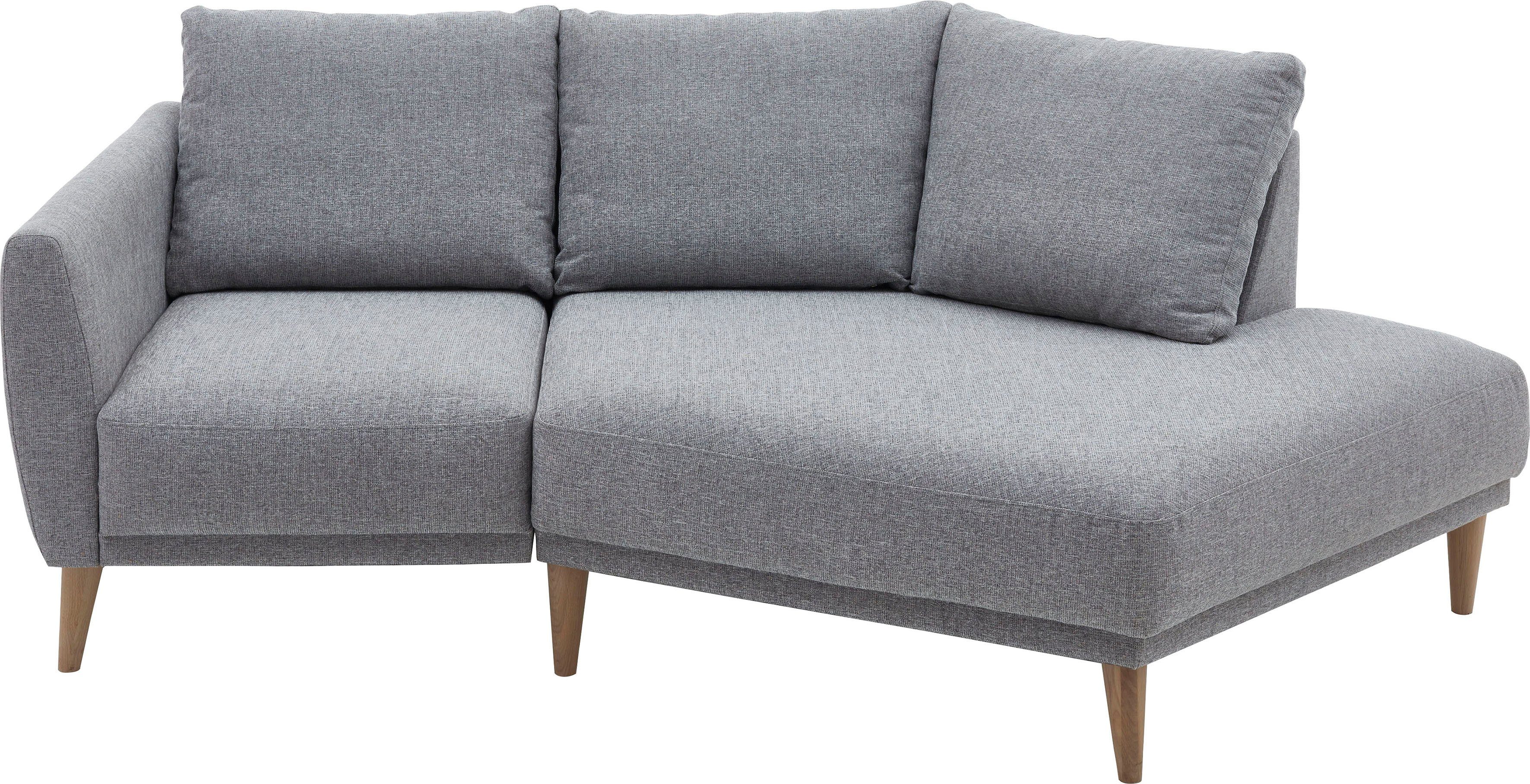 2,5-Sitzer "Elvis", grau (saltnpepper), B:220cm H:80cm T:127cm, 79% PES; 21% PP, ATLANTIC HOME COLLECTION, Sofas, Polsterecke mit offenem Ende im skandinavischen Stil, Massivholzfüße