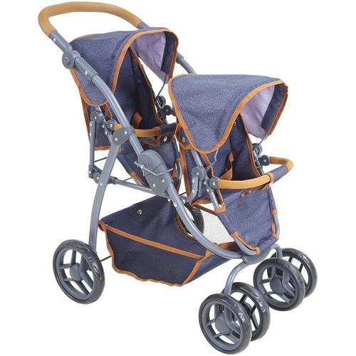 "Puppen-Zwillingsbuggy KNORRTOYS ""Milo - Dark Blue"" Puppenwagen blau (dark blue) Kinder Puppenwagen -trage"