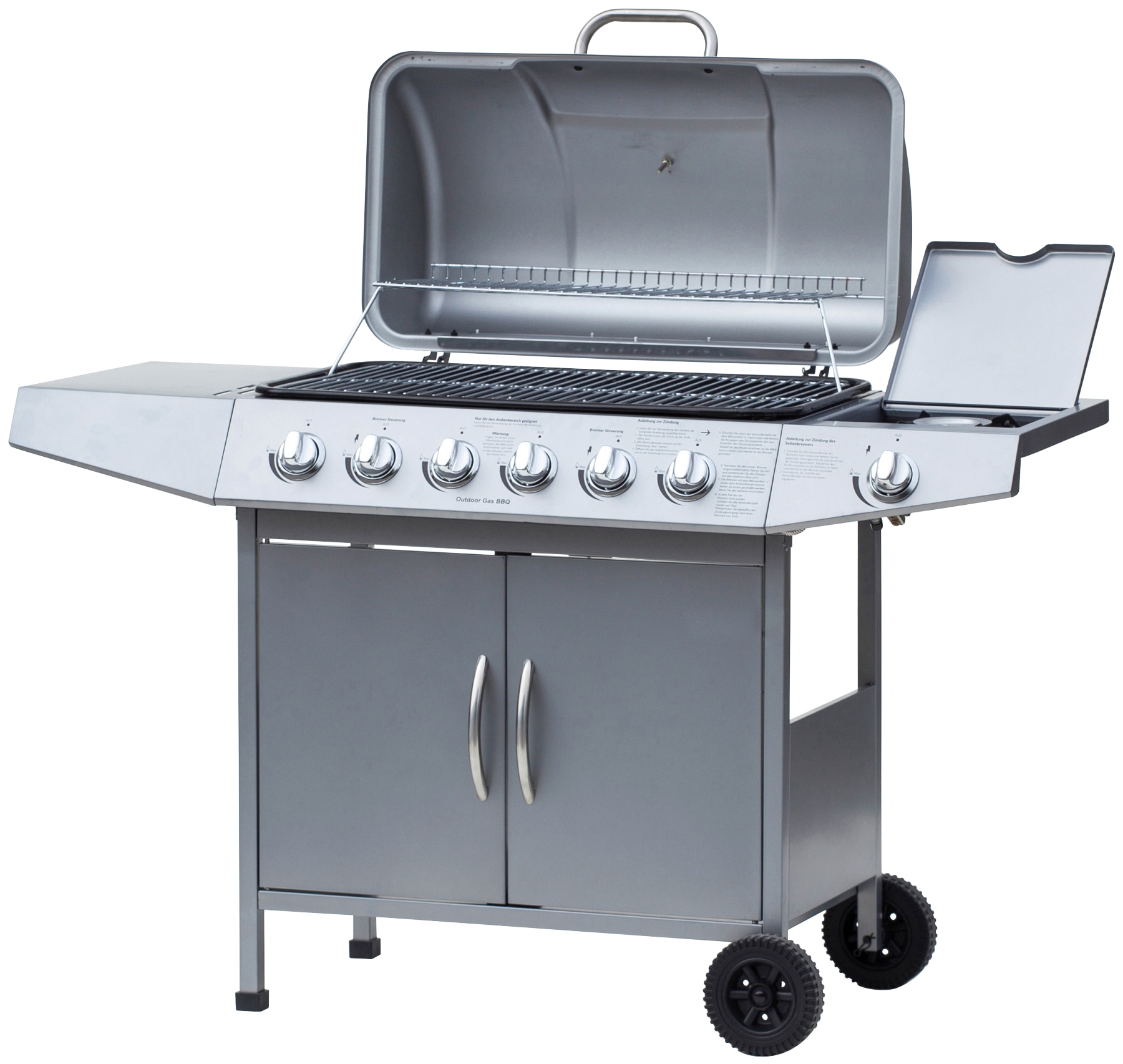 Gasgrill EL FUEGO "Dayton 6+1", silber (silberfarben), B:133cm H:97cm T:54cm, Grills, BxTxH: 133x54x97 cm