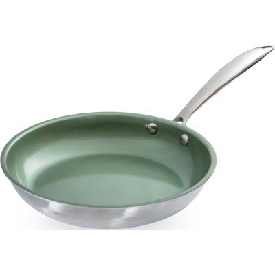 Bratpfanne JUST VEGAN "CeraVegan", grün (dunkelgrün, edelstahlfarben), H:5cm Ø:28cm, Pfannen, Pflanzliche Keramikbeschichtung, Induktion Image