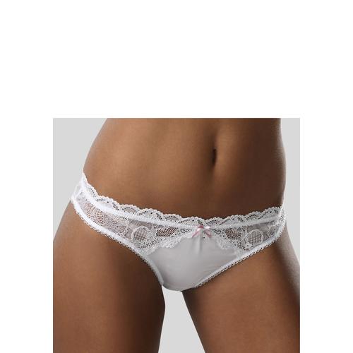 Rioslip LASCANA Gr. 40/42, weiß Damen Unterhosen Hochzeitsdessous Hochzeitswäsche Reizwäsche Slip Spitzenwäsche String Tanga Klassische Slips