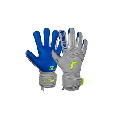 Torwarthandschuhe REUSCH "Attrakt Freegel Silver" Gr. 10,5, grau (grau, gelb) Damen Handschuhe Fussballhandschuhe für ideale Bewegungsfreiheit