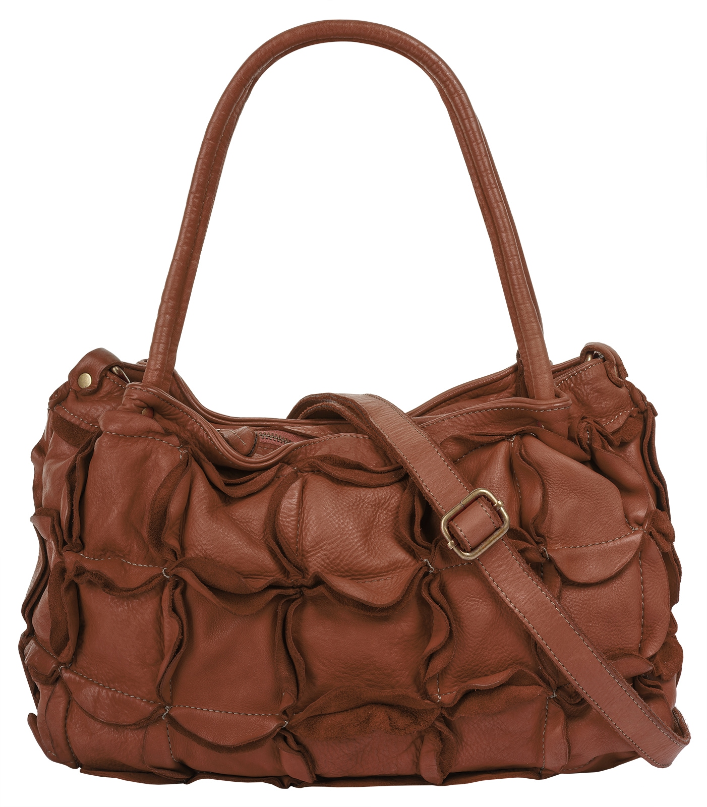 Shopper SAMANTHA LOOK, Damen, Gr. B/H/T: 37cm x 25cm x 14cm onesize, braun (cognac), Leder, vintage, Taschen Shopper, echt Leder, Made in Italy