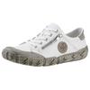 Schnürschuh RIEKER, Damen, Gr. 41, weiß (weiß, taupe), Leder, unifarben mit Farbeinsatz, sportlich, Schuhe Damenschuh Freizeitschuh Halbschuh Schnürschuh, mit Zierreißverschluss, Freizeitschuh, Halbschuh, Schnürschuh, Topseller