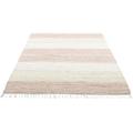 Teppich THEKO "Stripe Cotton" Teppiche Gr. B/L: 120 cm x 180 cm, 5 mm, 1 St., beige Fransenteppich Baumwollteppiche Flachgewebe, gestreift, reine Baumwolle, handgewebt, mit Fransen