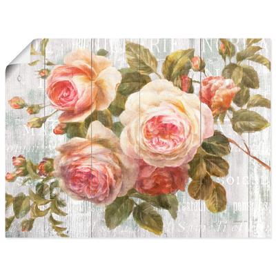 Wandbild ARTLAND "Vintage Rosen auf Holz", pink (farbe bild(er): pink), B:60cm H:45cm, Papier, Bilder, als Leinwandbild, Poster, Wandaufkleber in verschied. Größen Image