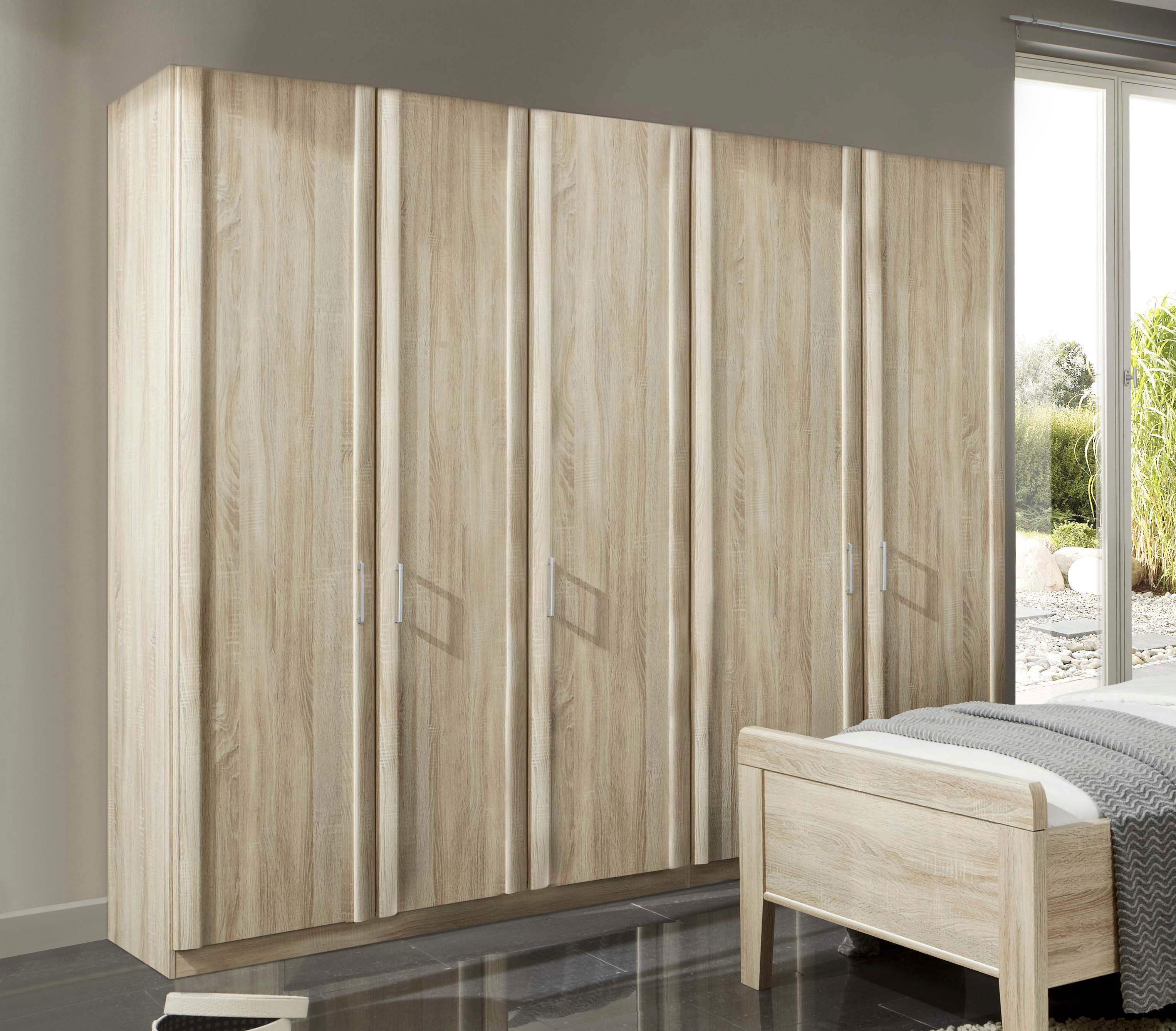 Drehtürenschrank WIEMANN "Meran", beige (eiche, sägerau), B:246,3cm H:196cm T:58cm, Holzwerkstoff, Schränke, Drehtürenschrank