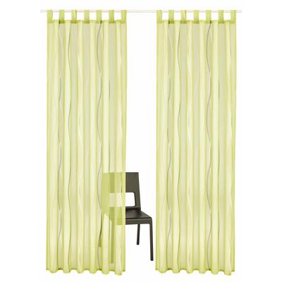 Gardine MY HOME "Dimona" Gr. 3, grün, B:140cm H:225cm, Voile, Polyester, Gardinen, 2er-Set, Voile, Polyester, Wellen Image