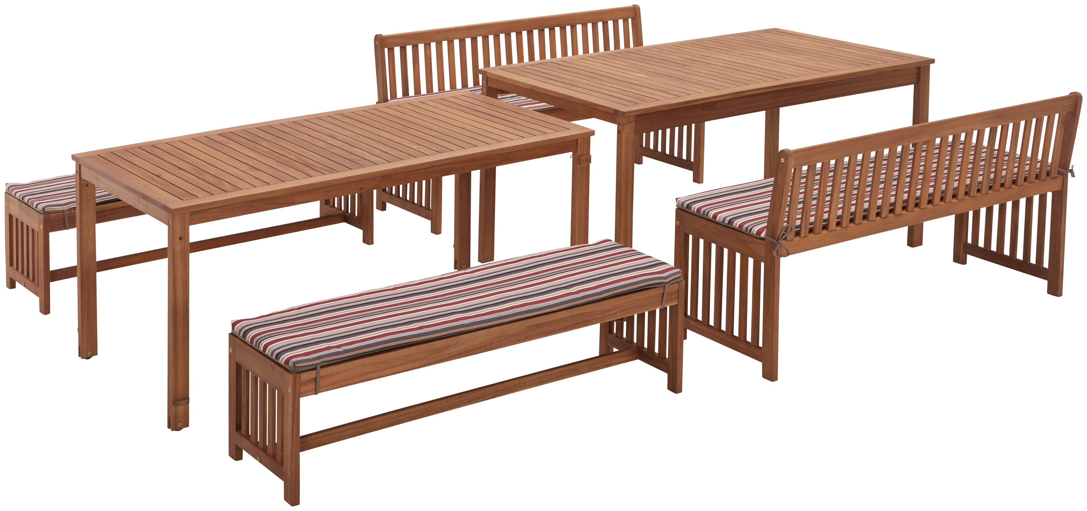 Garten-Essgruppe MERXX "Hawaii", braun (braun,), Obermaterial: 100% Polyester. Füllung: 100% Polyurethan, Sitzmöbel-Sets, Akazienholz FSC 100 %