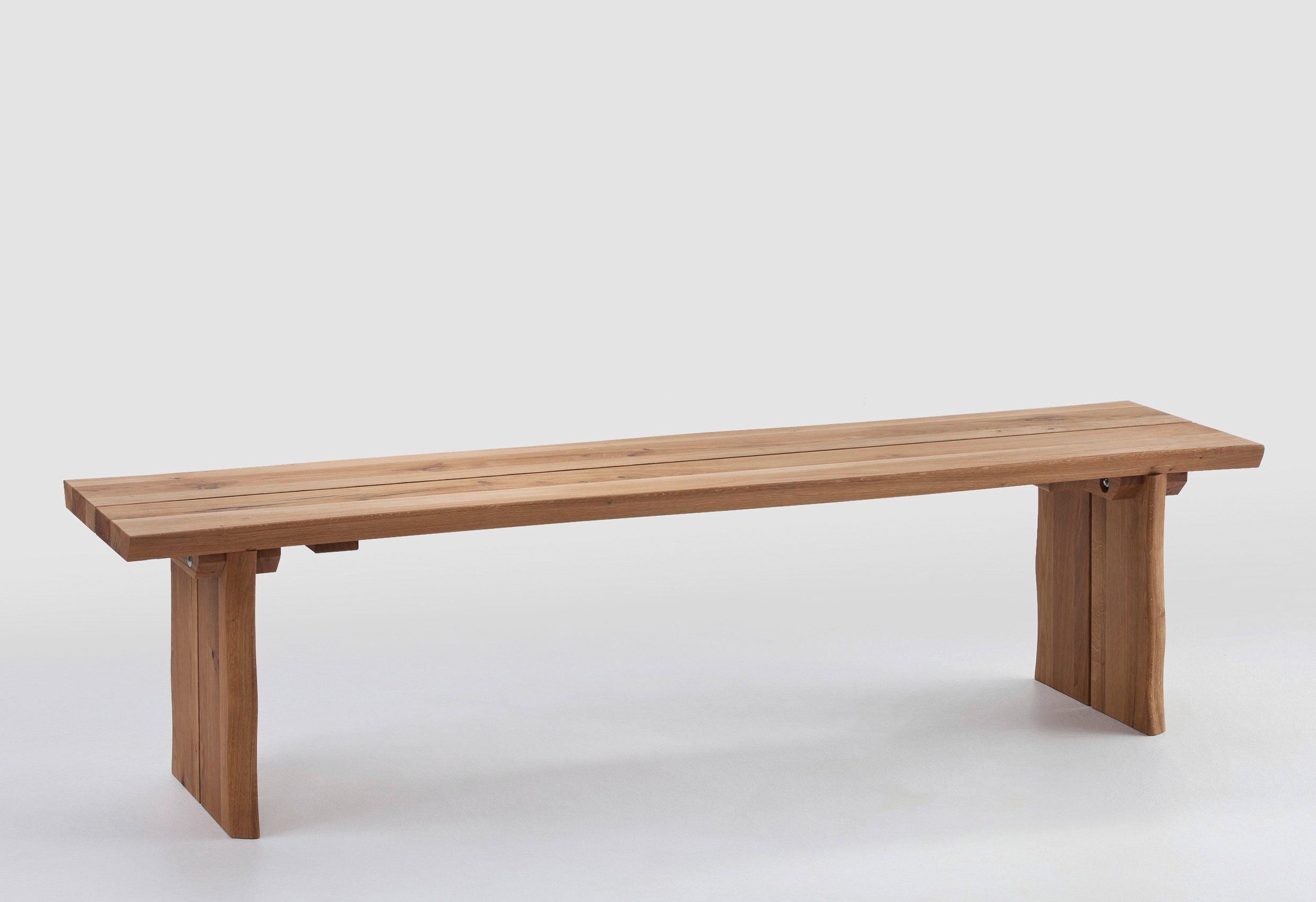 Sitzbank MASSIVLINE & MORE "Oviedo", braun (braun, wildeiche), B:220cm T:44cm, Massivholz, Sitzbänke, Sitzbank, Gestell massiv mit Baumkante