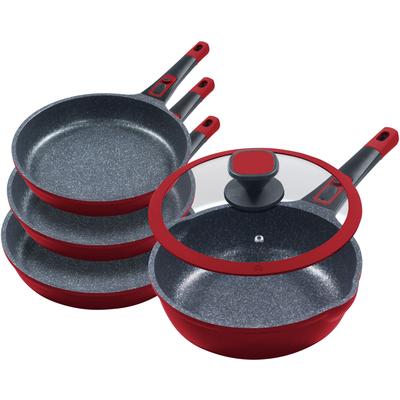 Pfannen-Set KING "Moonscape", rot, Ø:28cm, Pfannen, abnehmbarer Griff, MOONSCAPE-Beschichtung, Induktion