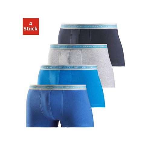 Boxer AUTHENTIC UNDERWEAR Gr. 7, blau (blau, türkis, grau, meliert, marine) Herren Unterhosen schwarzer Webbund mit Logoschriftzug