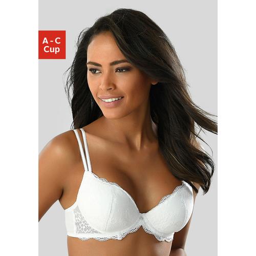 Push-up-BH VIVANCE Gr. 75, Cup C, weiß Damen BHs BH Hochzeitsdessous Hochzeitswäsche Push-up-BH Spitzen-BH Spitzenwäsche Spitzen-BHs mit 2 Tragevarianten, Dessous