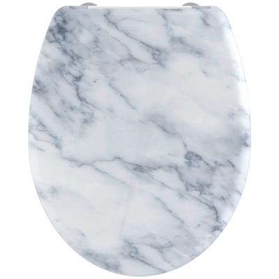 WC-Sitz WELLTIME "Marble", grau (hellgrau), B:37,5cm L:44,5cm, Duroplast, WC-Sitze, abnehmbar, Absenkautomatik, bruchsic