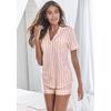 Shorty S.OLIVER, Damen, Gr. 32/34, rosa (hellrosa, allover), Single Jersey, Obermaterial: 50% Baumwolle, 50% Viskose, gestreift, bedruckt, casual, klassisch kurz, V-Ausschnitt, Kurzarm mit Paspel,eingesetzt Manschette, Homewear-Sets, mit Knopfleiste...